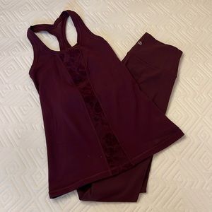 Lululemon matching set. Align leggings and Razorback flocked tank  sz 4